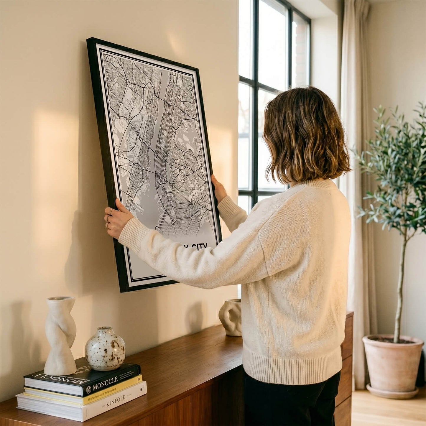 New York Poster van Plattegrond als Wanddecoratie in woonkamer aan de muur ophangen Algemeen
