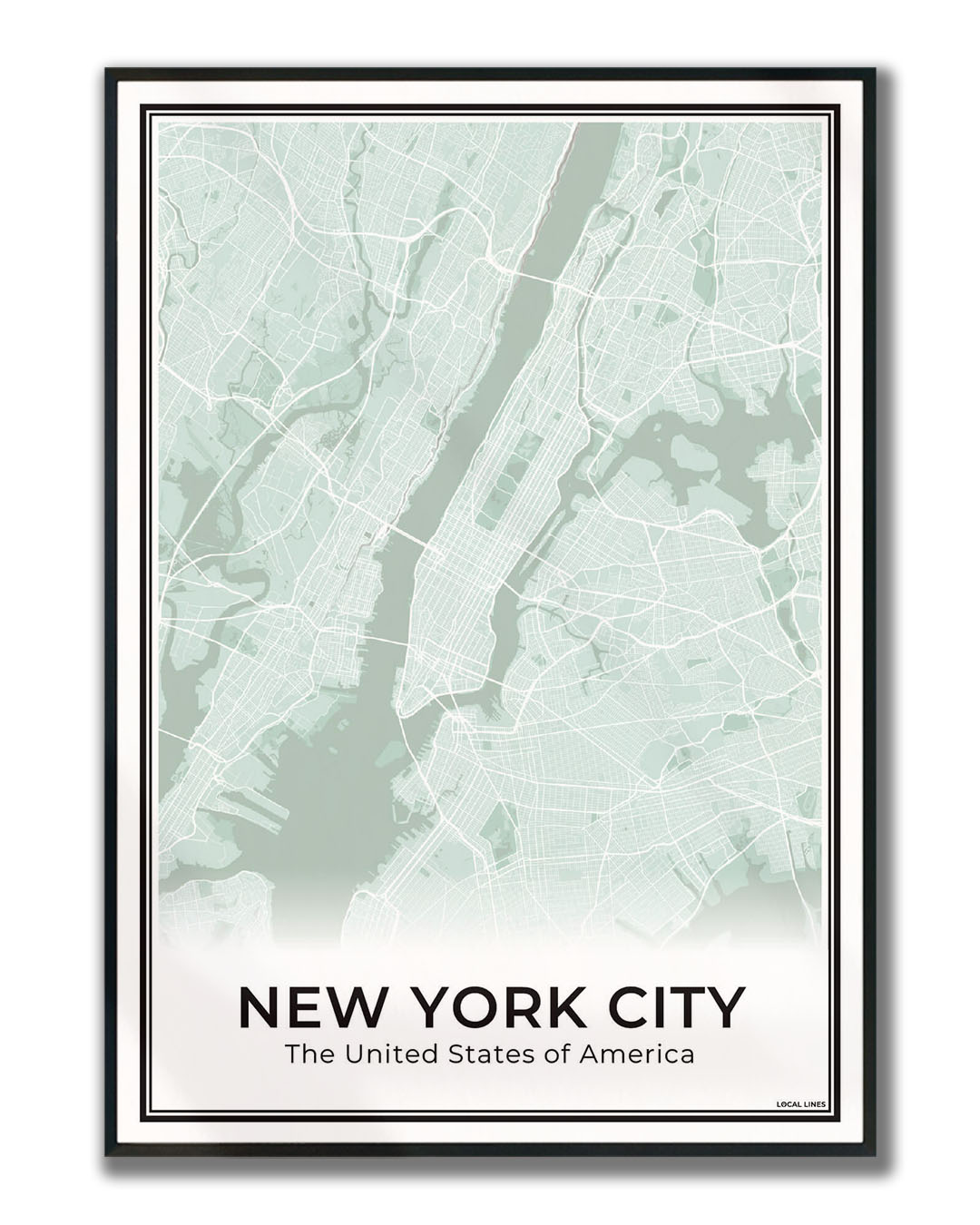 New York Poster van Plattegrond als Wanddecoratie ingelijst Sage