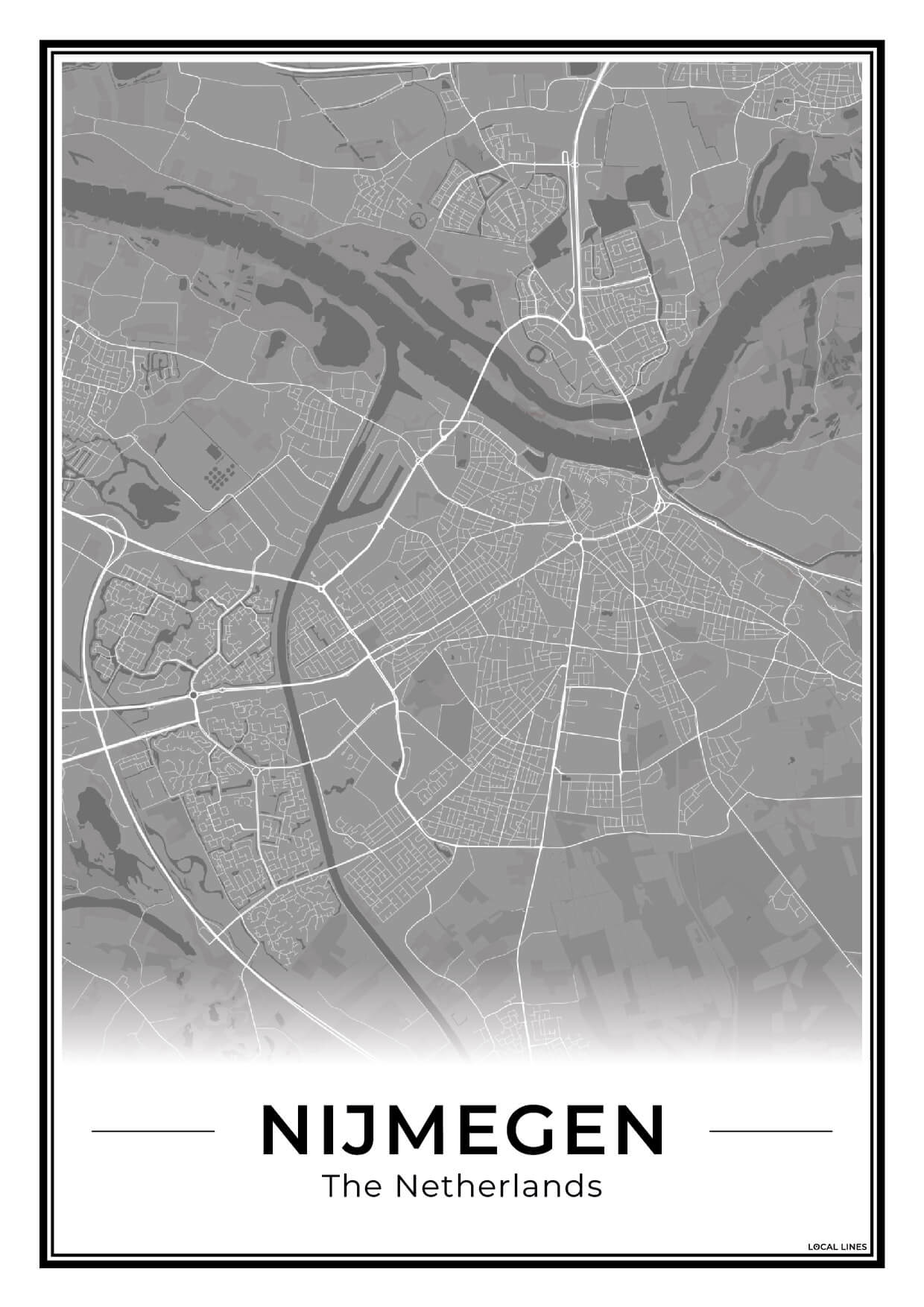 Plattegrond Nijmegen kaart Dark