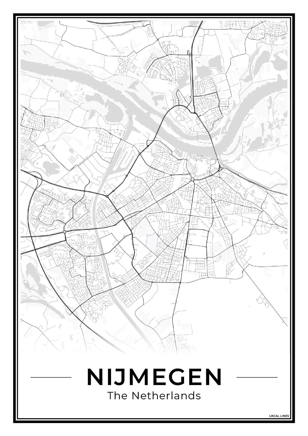 Plattegrond Nijmegen kaart Light