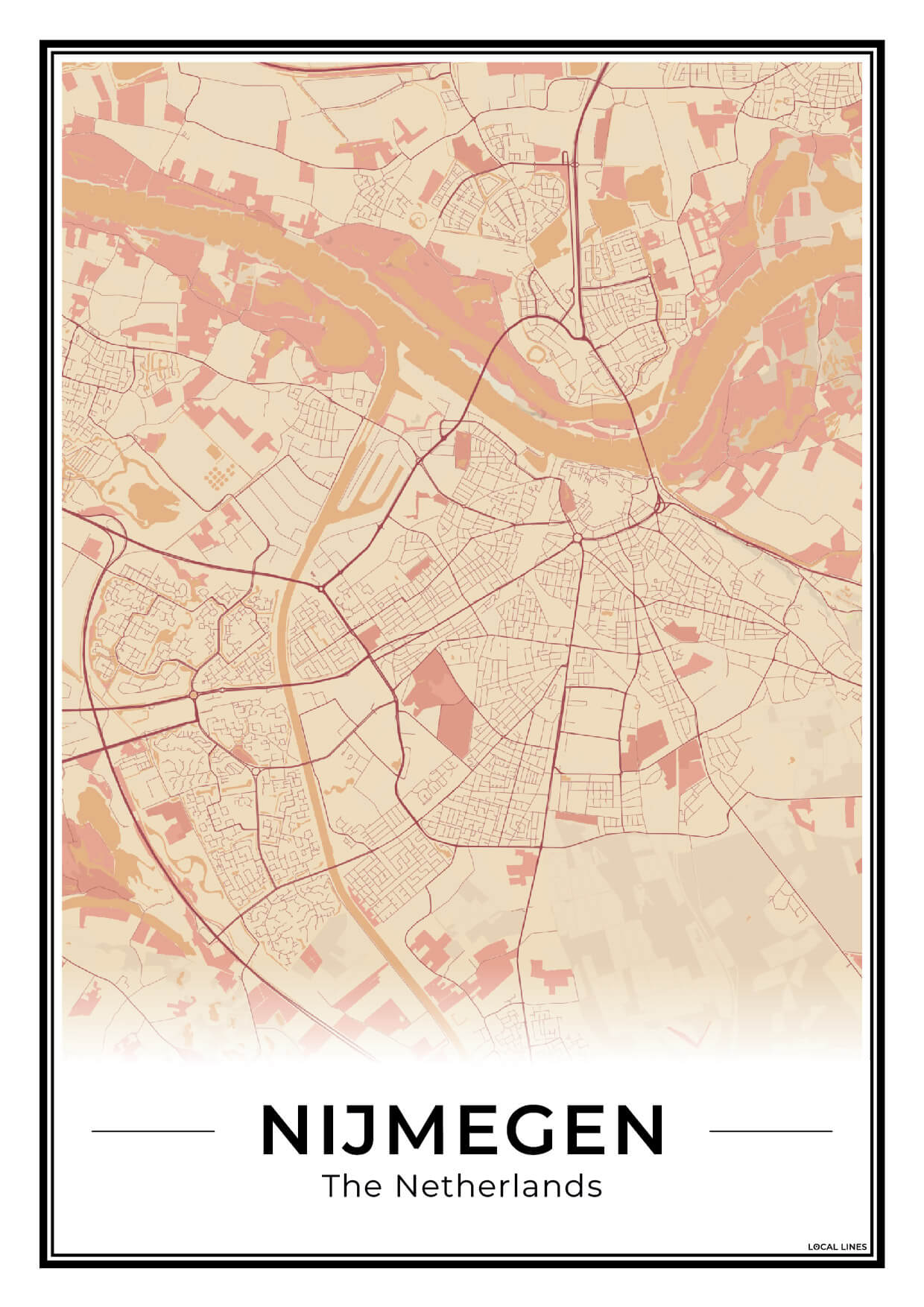 Plattegrond Nijmegen kaart Terracotta