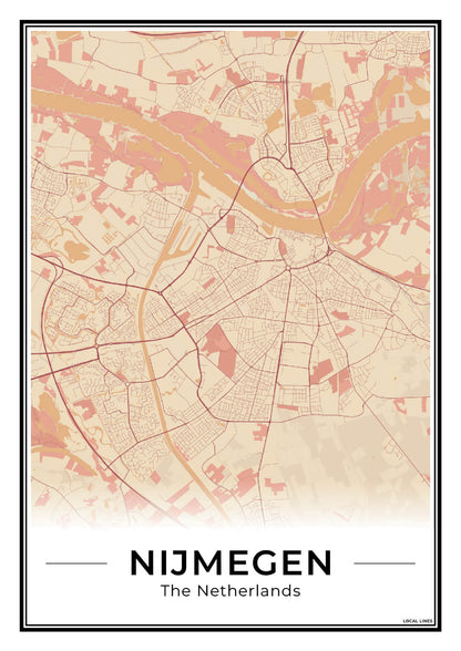 Plattegrond Nijmegen kaart Terracotta