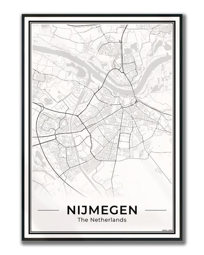 Plattegrond Nijmegen kaart Ingelijst Light