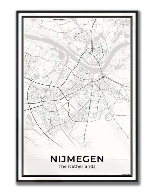 Plattegrond Nijmegen kaart Ingelijst Light