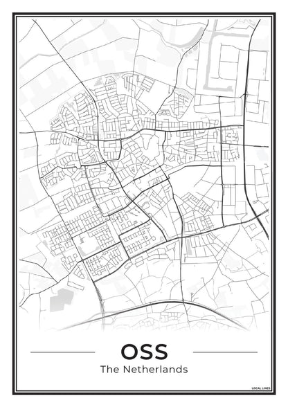 Plattegrond Oss Poster voor Woonkamer Light