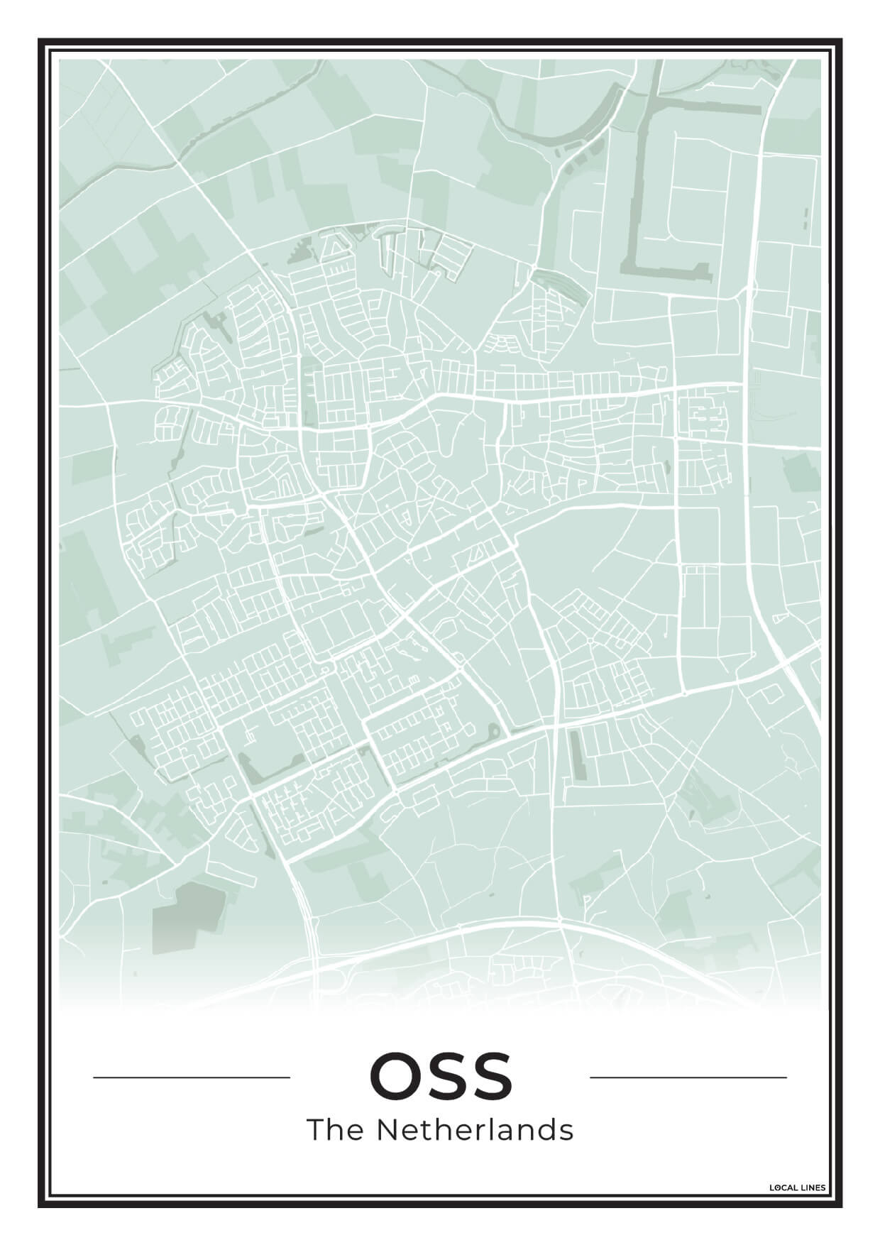 Plattegrond Oss Poster voor Woonkamer Sage