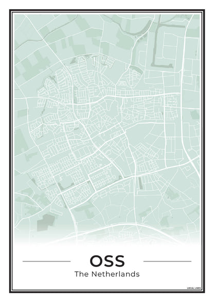 Plattegrond Oss Poster voor Woonkamer Sage