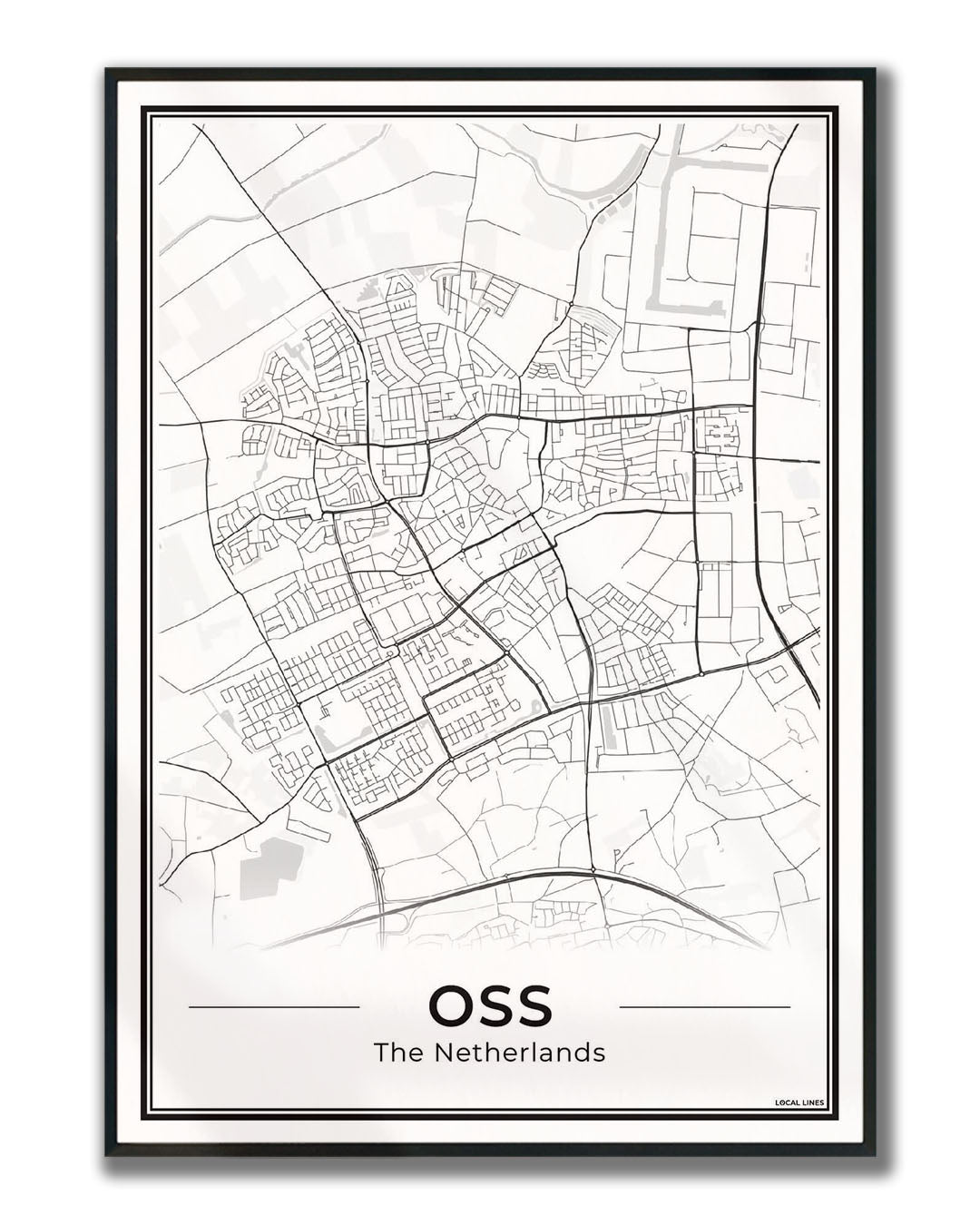 Plattegrond Oss Poster voor Woonkamer ingelijst Light