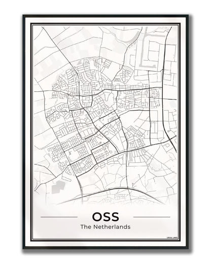 Plattegrond Oss Poster voor Woonkamer ingelijst Light