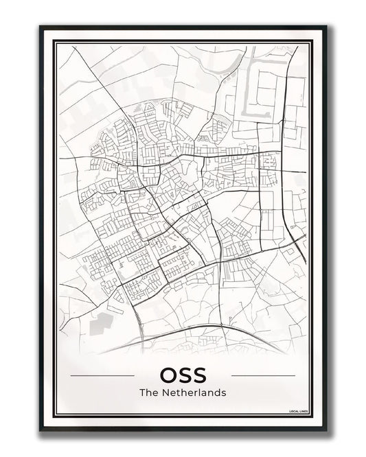 Plattegrond Oss Poster voor Woonkamer ingelijst Light