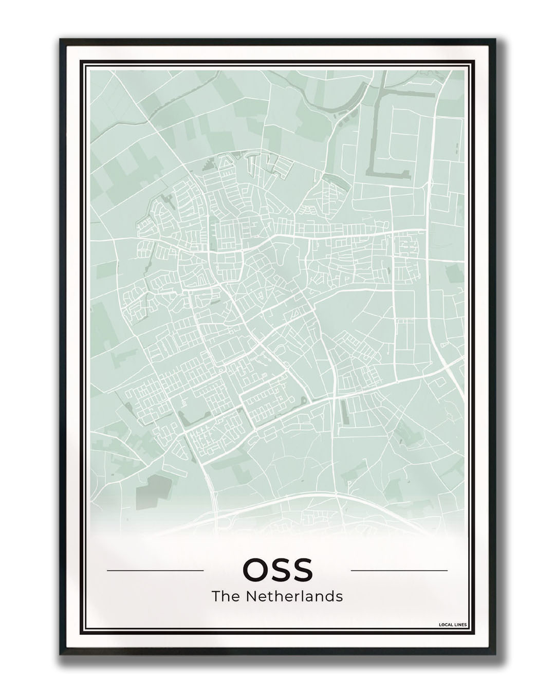 Plattegrond Oss Poster voor Woonkamer ingelijst Sage