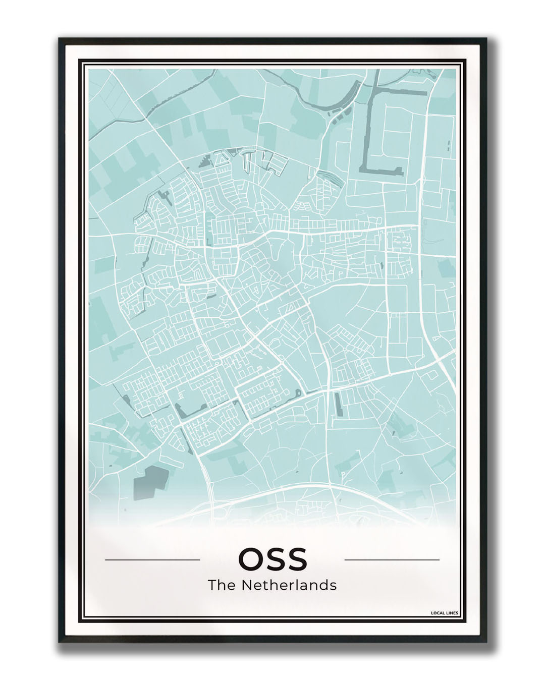 Plattegrond Oss Poster voor Woonkamer ingelijst Sky