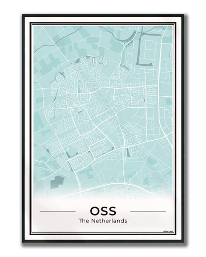 Plattegrond Oss Poster voor Woonkamer ingelijst Sky
