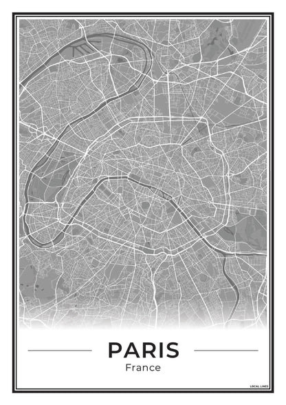 Parijs Stadskaart als Wanddecoratie voor Interieur Dark