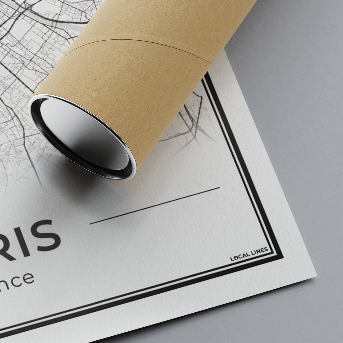 Parijs Stadskaart als Wanddecoratie voor Interieur papierdetails met koker Algemeen