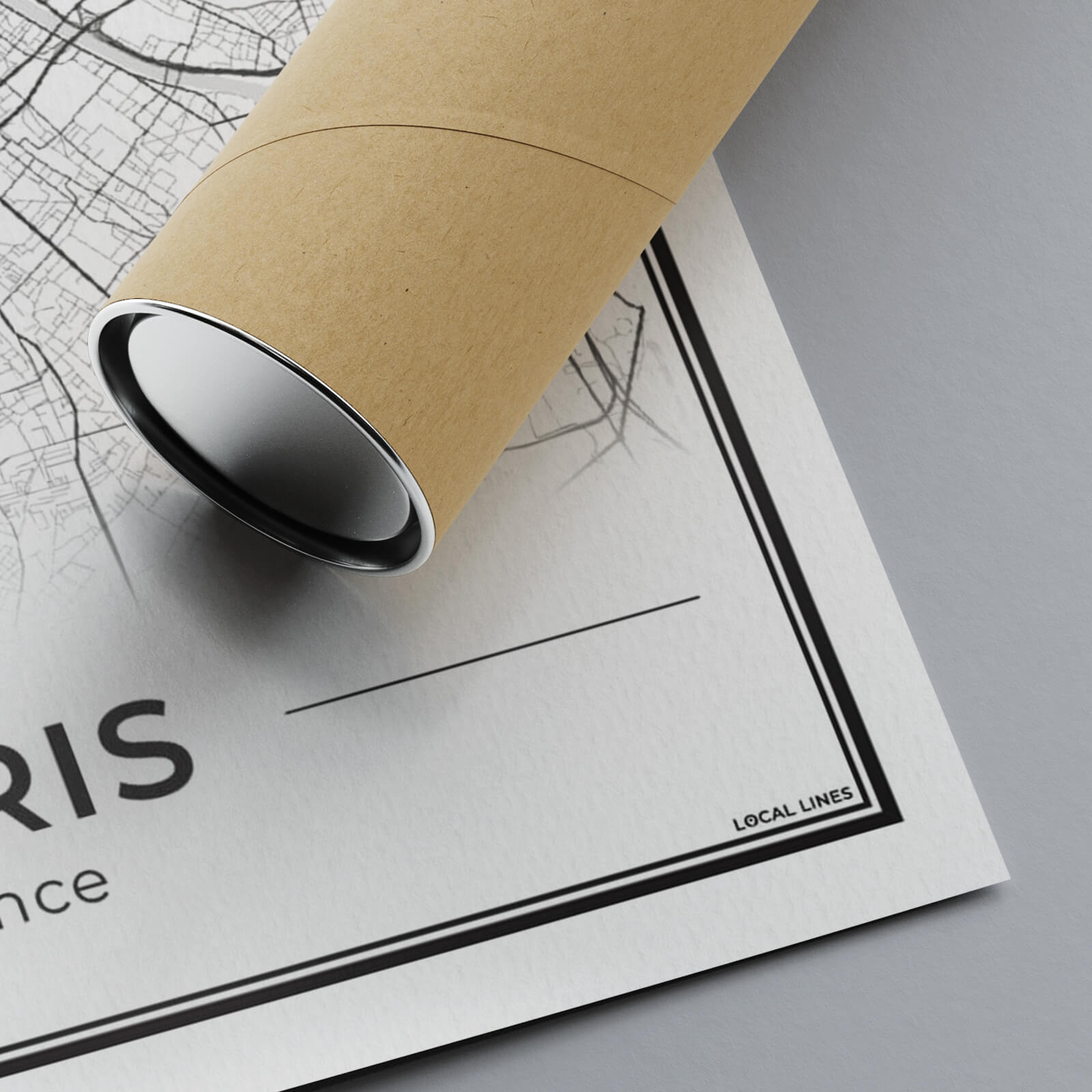 Parijs Stadskaart als Wanddecoratie voor Interieur papierdetails met koker Algemeen
