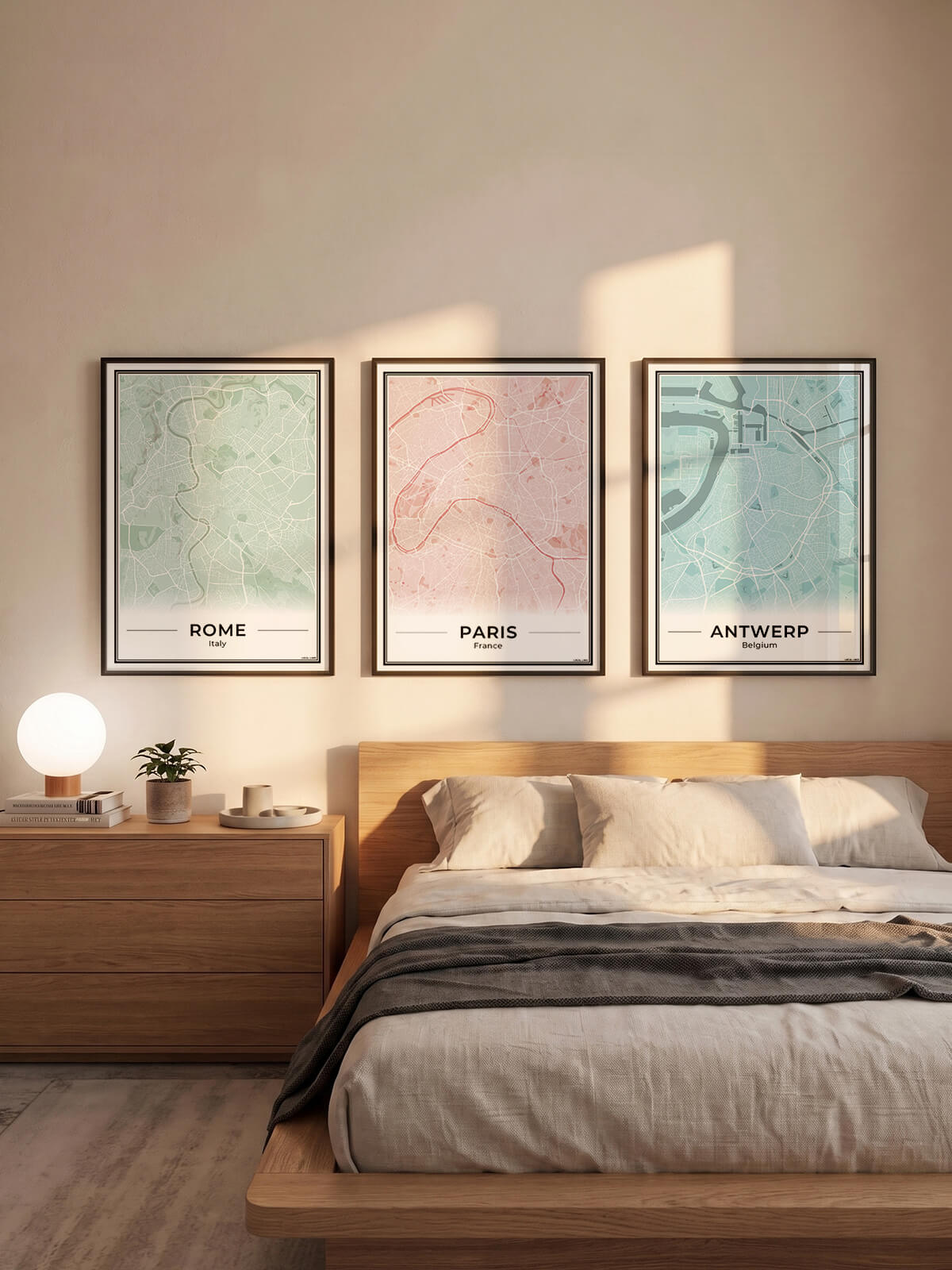 Parijs Stadskaart als Wanddecoratie voor Interieur in slaapkamer in 3 kleuren Algemeen