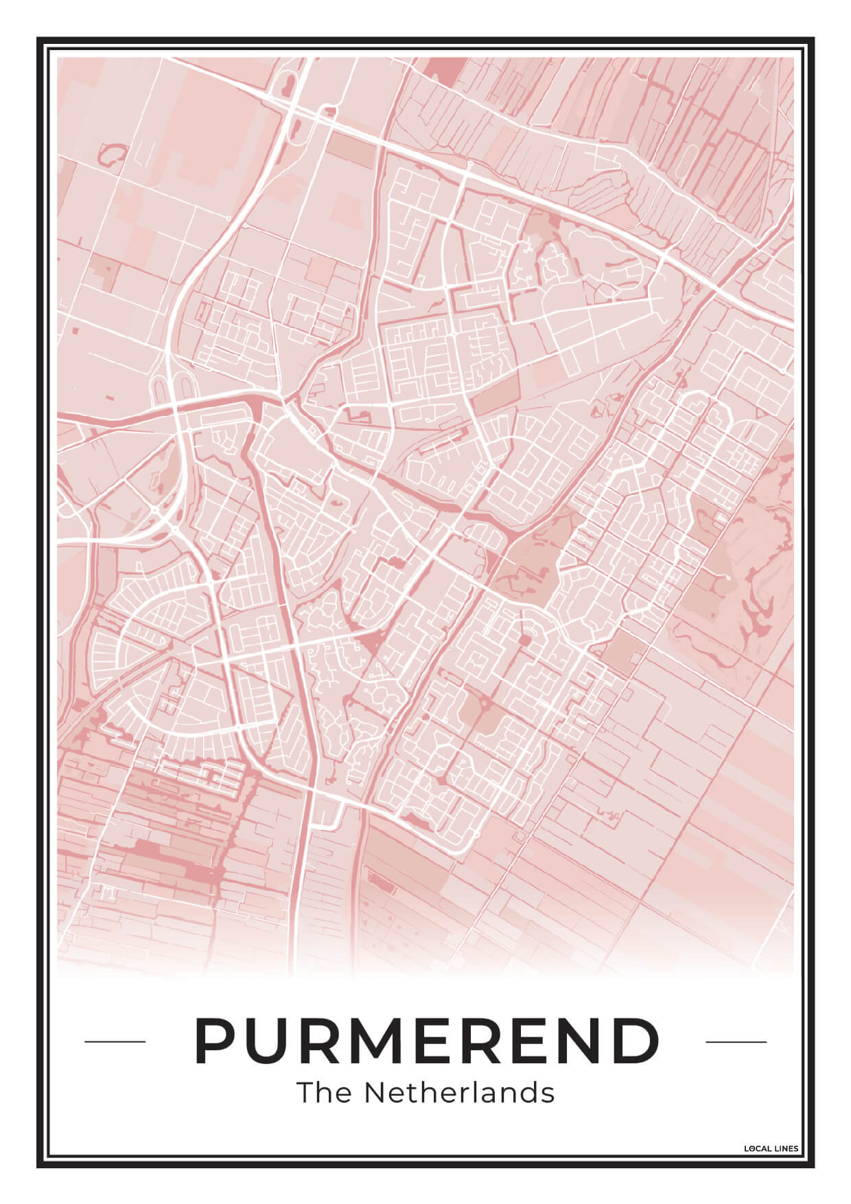 Plattegrond Purmerend Poster voor Woonkamer Blush