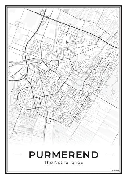 Plattegrond Purmerend Poster voor Woonkamer Light