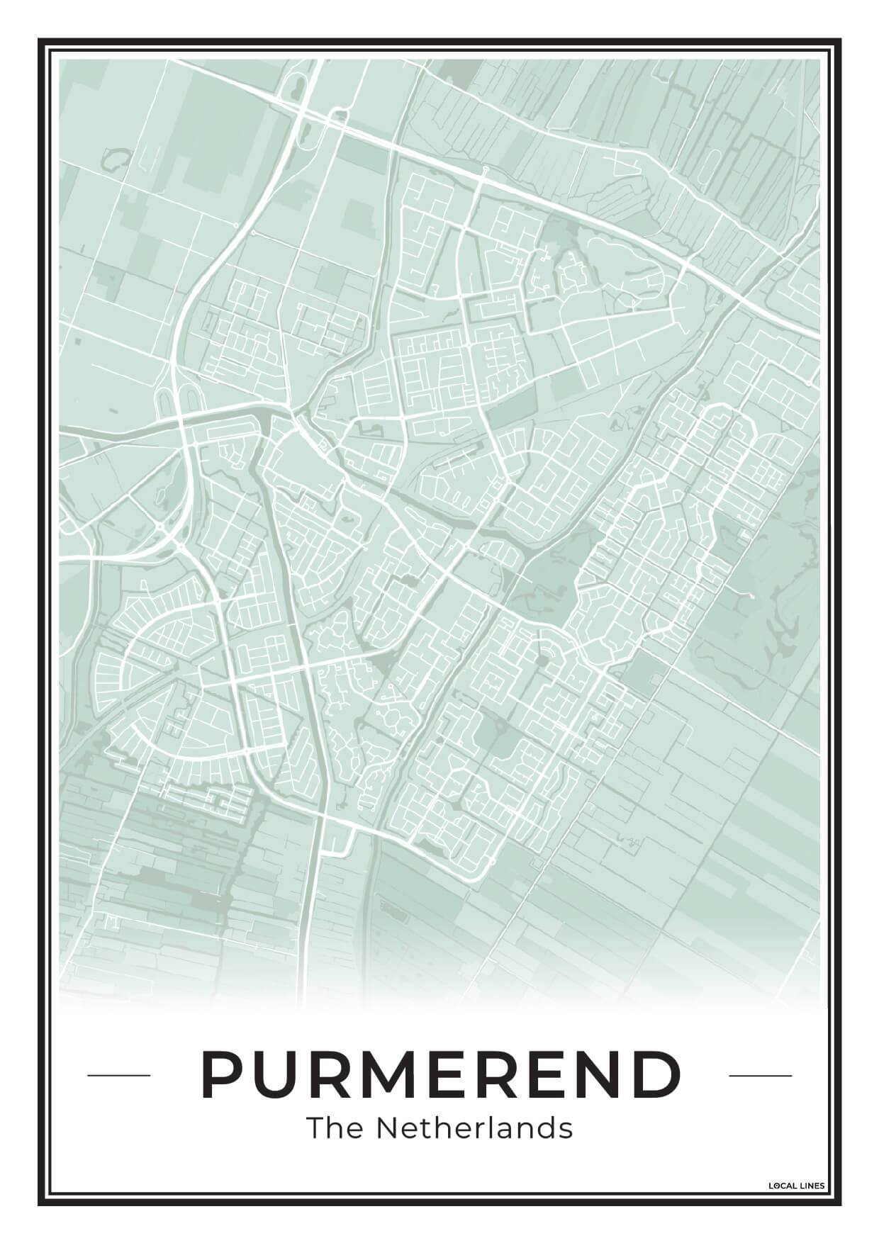 Plattegrond Purmerend Poster voor Woonkamer Sage