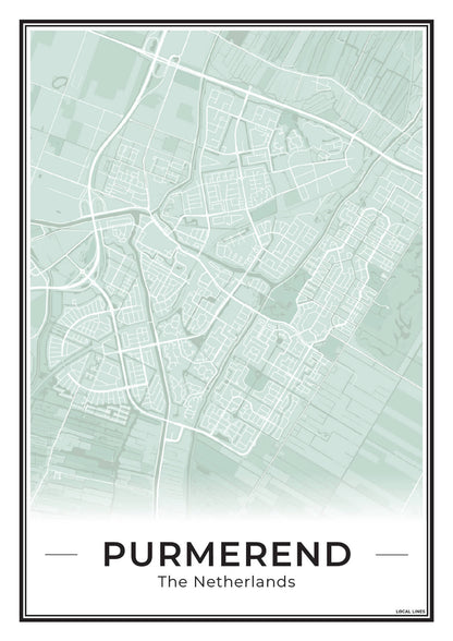 Plattegrond Purmerend Poster voor Woonkamer Sage