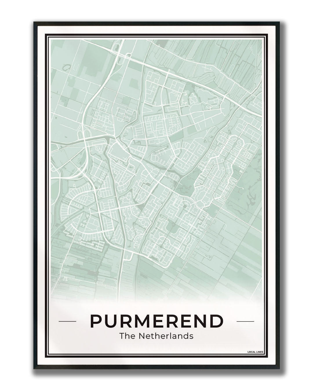 Plattegrond Purmerend Poster voor Woonkamer ingelijst Sage