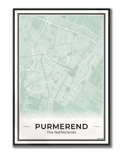 Plattegrond Purmerend Poster voor Woonkamer ingelijst Sage