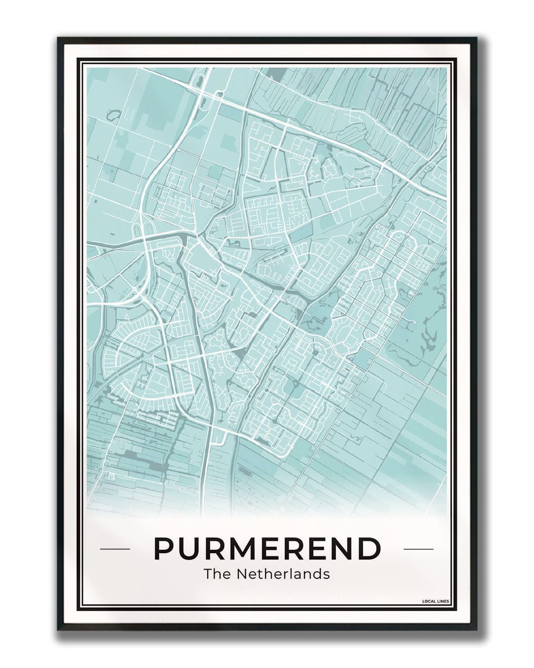 Plattegrond Purmerend Poster voor Woonkamer ingelijst Sky