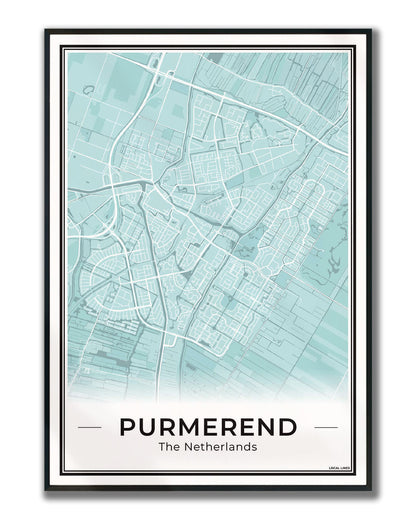 Plattegrond Purmerend Poster voor Woonkamer ingelijst Sky