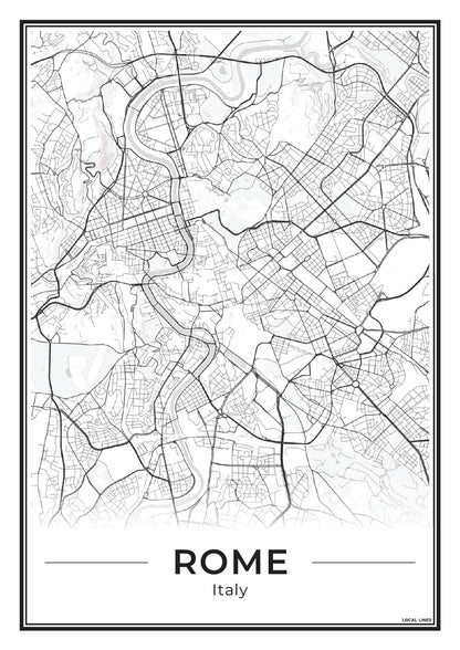 Rome Stadskaart als Wanddecoratie voor Interieur Light
