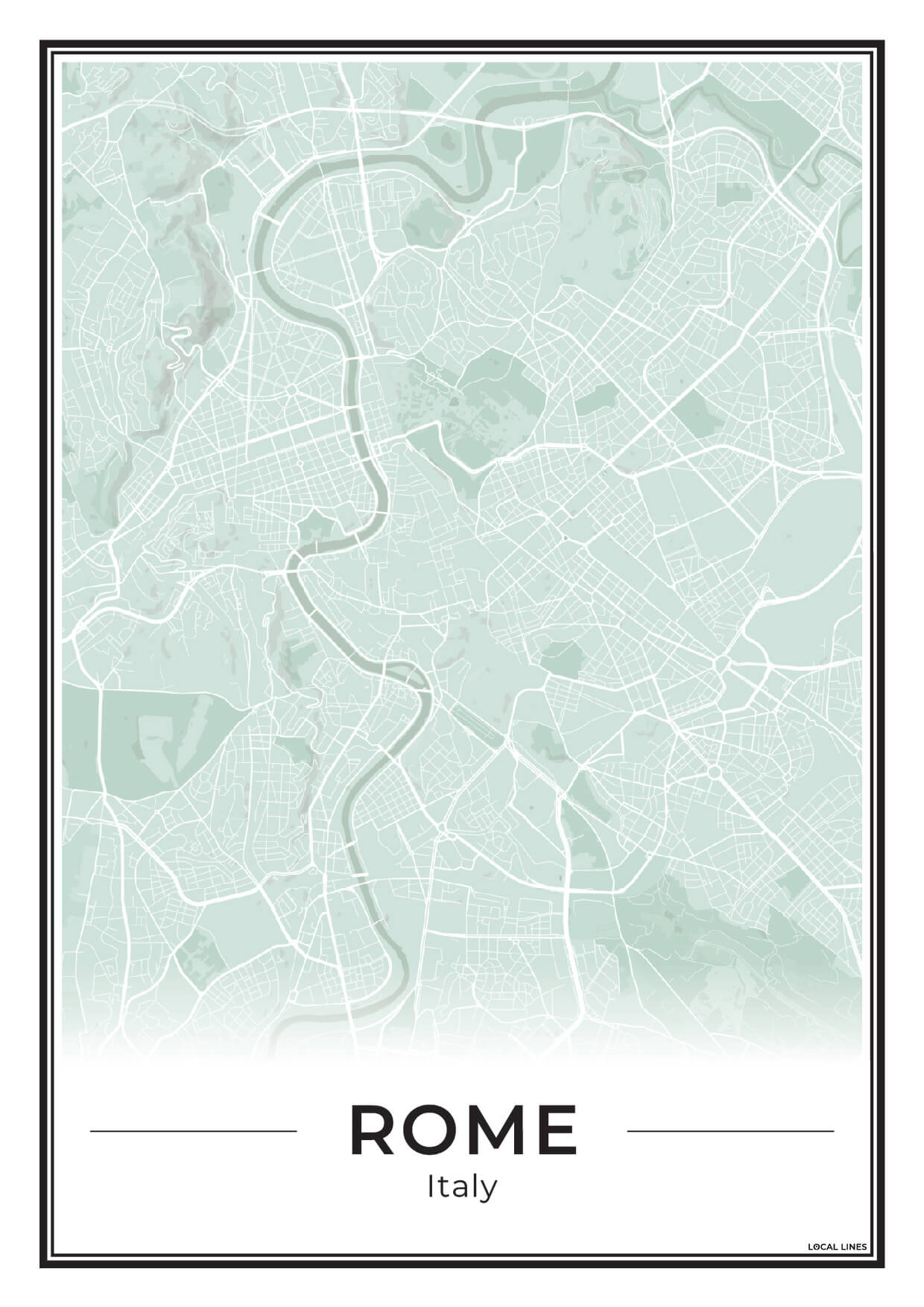Rome Stadskaart als Wanddecoratie voor Interieur Sage