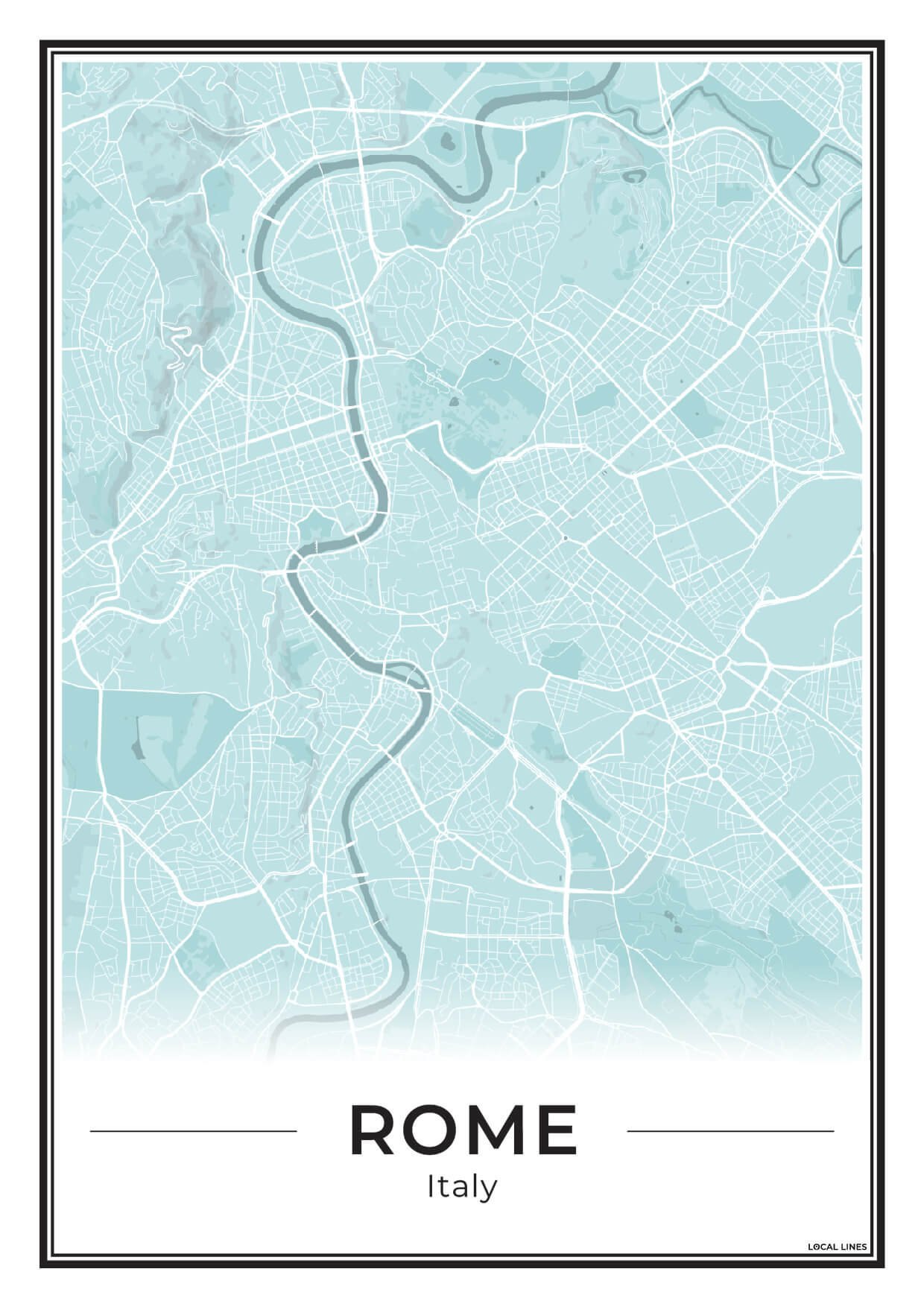 Rome Stadskaart als Wanddecoratie voor Interieur Sky
