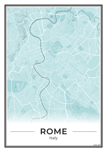 Rome Stadskaart als Wanddecoratie voor Interieur Sky