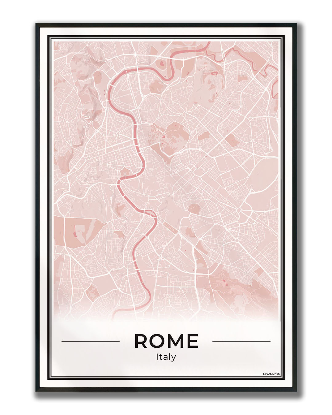 Rome Stadskaart als Wanddecoratie voor Interieur ingelijst Blush