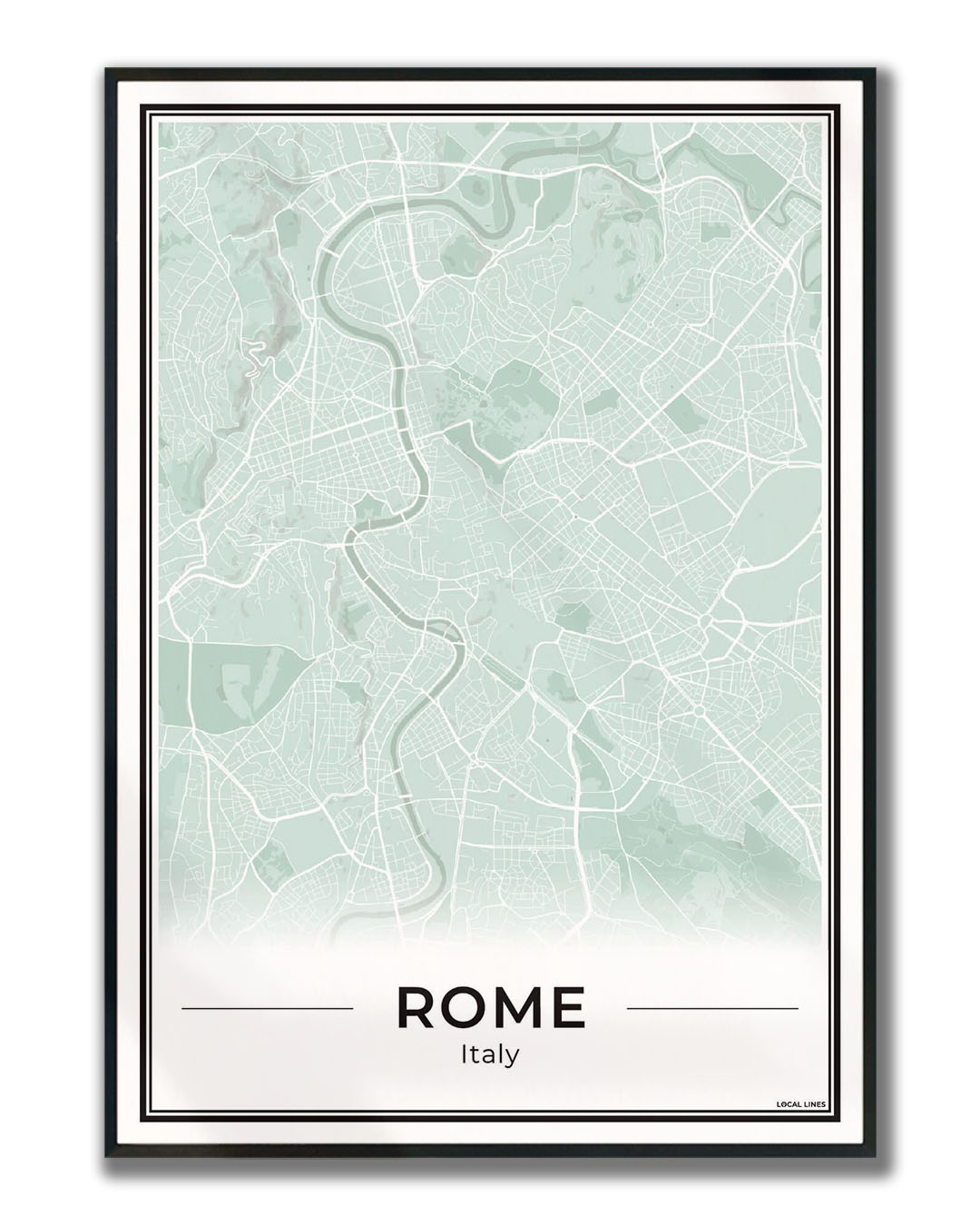 Rome Stadskaart als Wanddecoratie voor Interieur ingelijst Sage