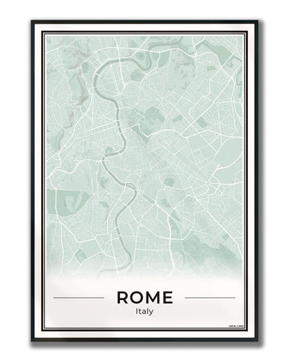 Rome Stadskaart als Wanddecoratie voor Interieur ingelijst Sage