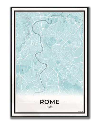 Rome Stadskaart als Wanddecoratie voor Interieur ingelijst Sky