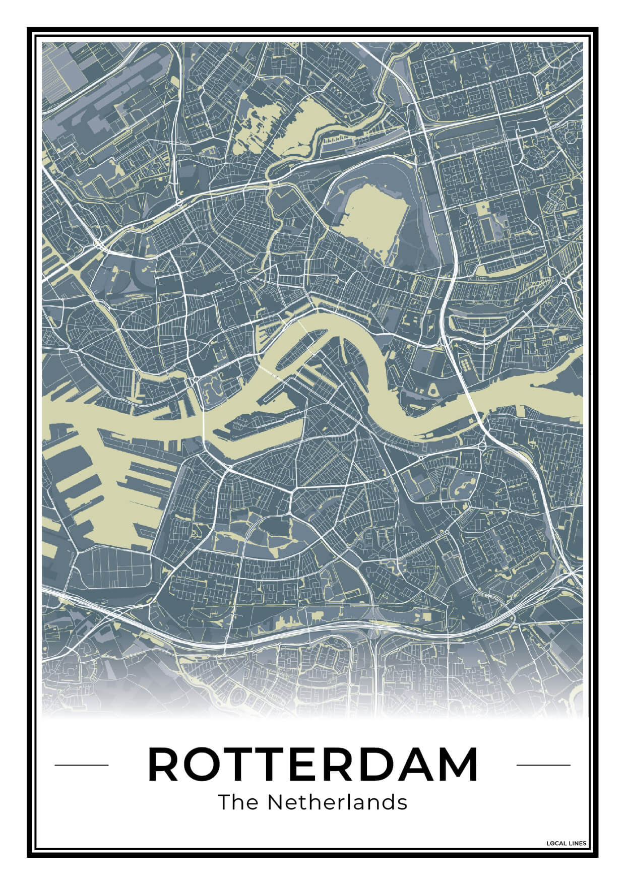 Stadskaart Rotterdam Midnight