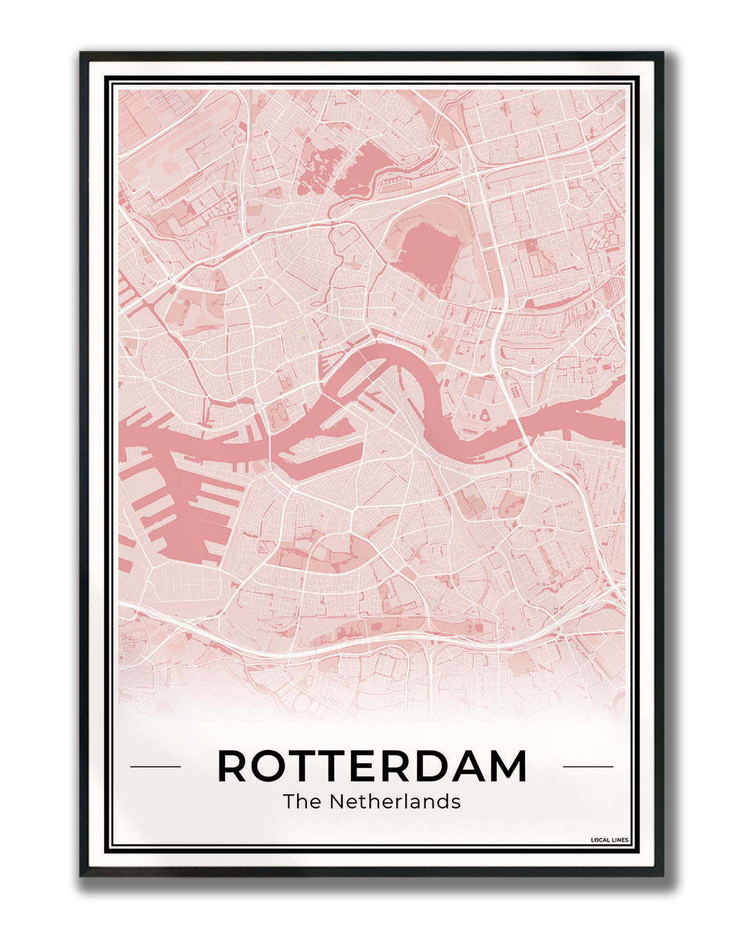 Stadskaart Rotterdam Ingelijst Blush