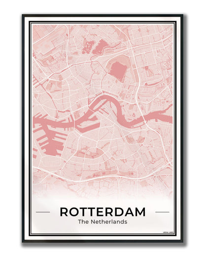 Stadskaart Rotterdam Ingelijst Blush
