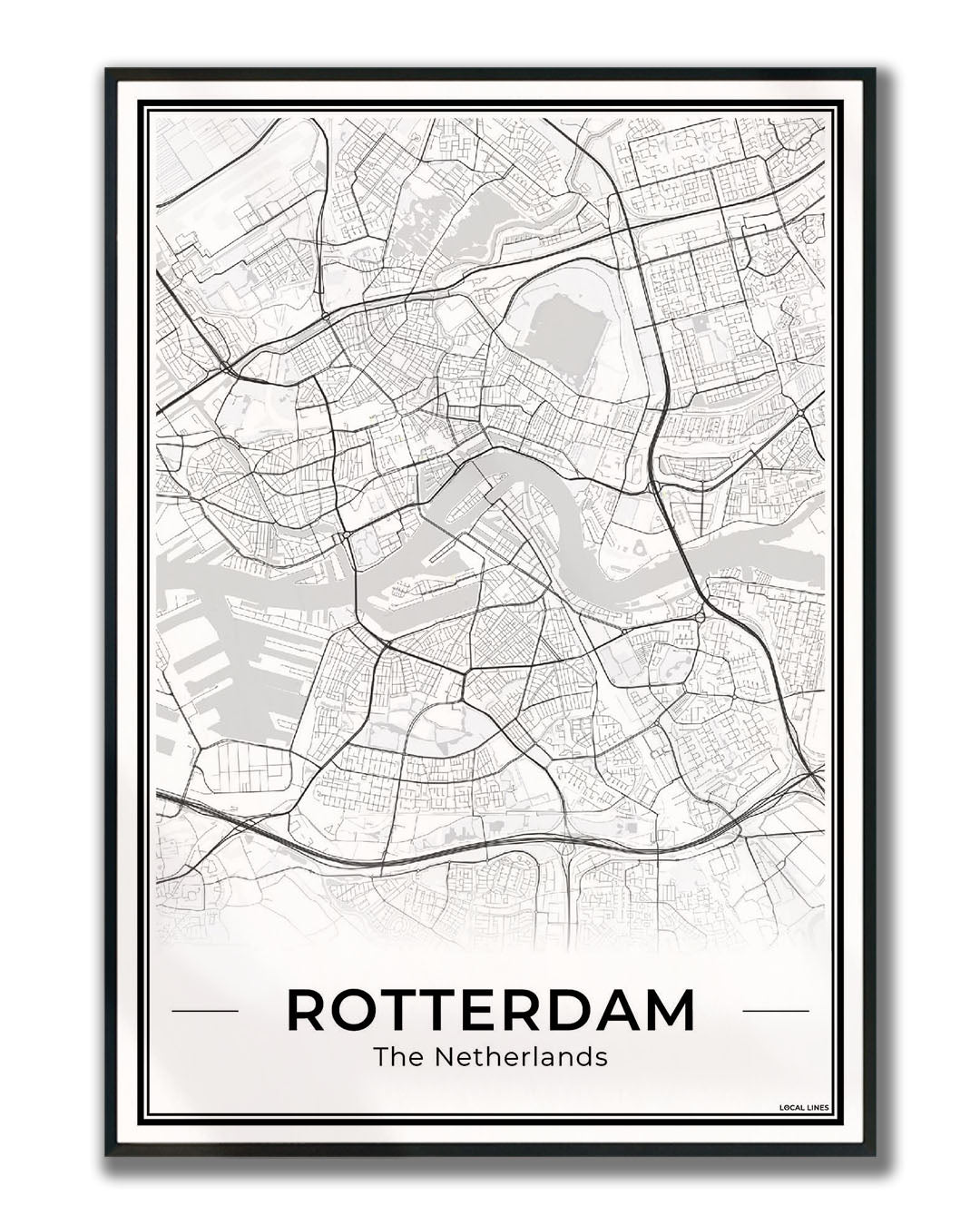 Stadskaart Rotterdam Ingelijst Light