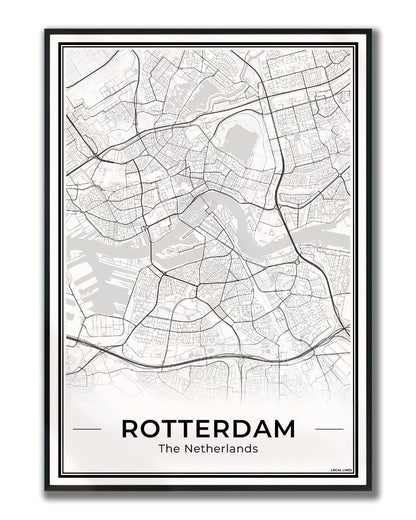 Stadskaart Rotterdam Ingelijst Light