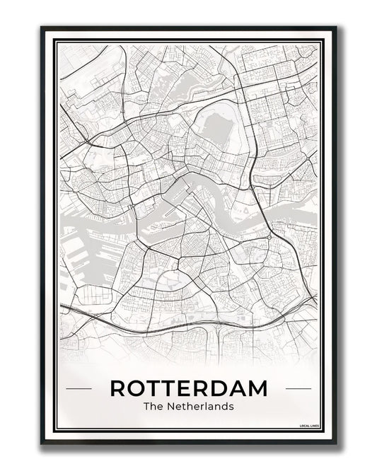 Stadskaart Rotterdam Ingelijst Light