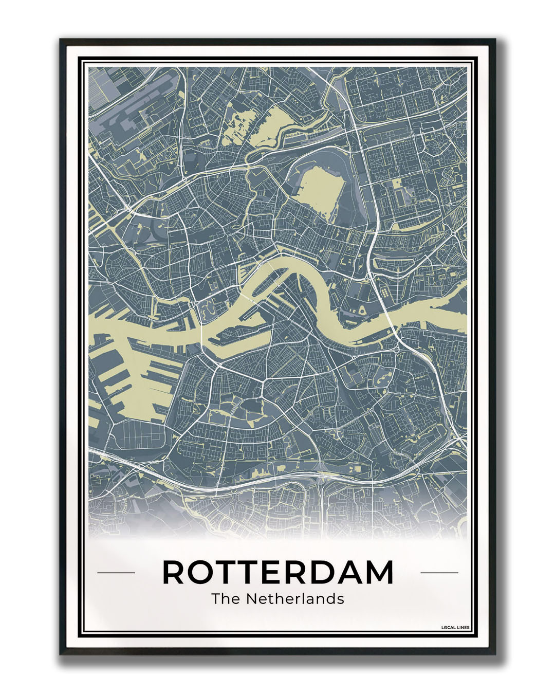 Stadskaart Rotterdam Midnight Ingelijst