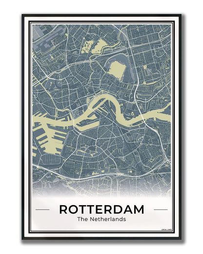 Stadskaart Rotterdam Midnight Ingelijst