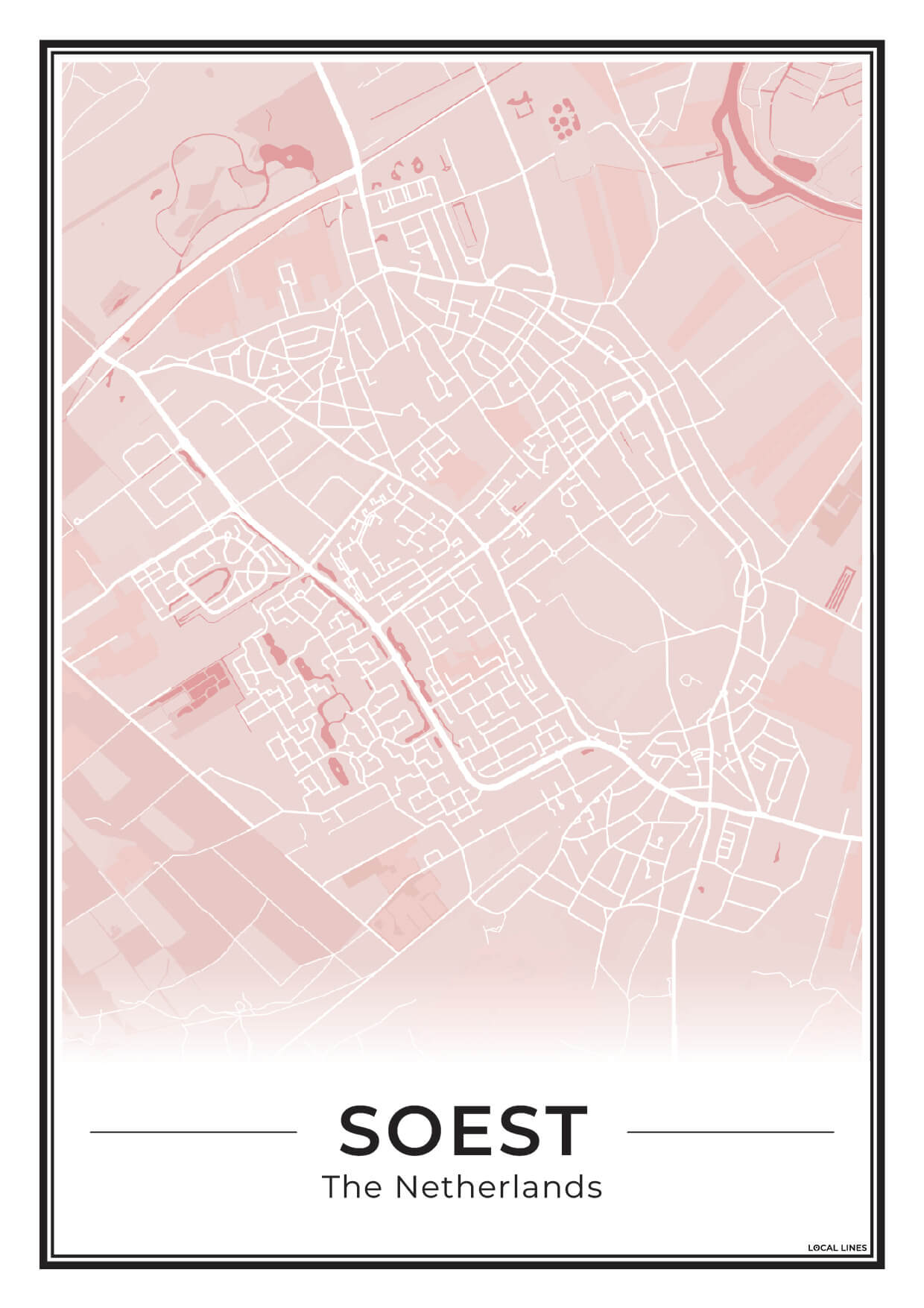 Plattegrond Soest Poster voor Woonkamer Blush