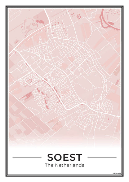 Plattegrond Soest Poster voor Woonkamer Blush