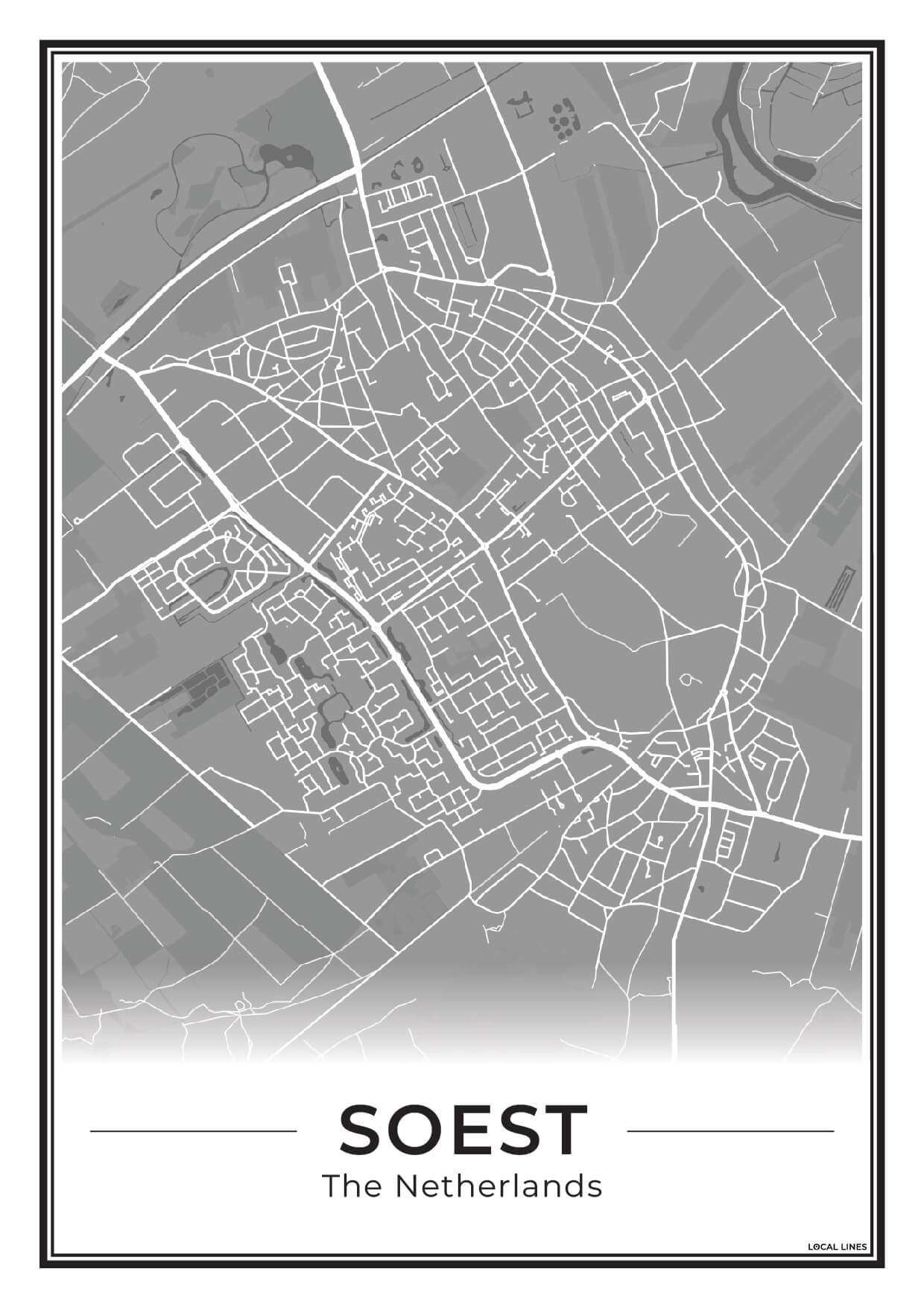 Plattegrond Soest Poster voor Woonkamer Dark