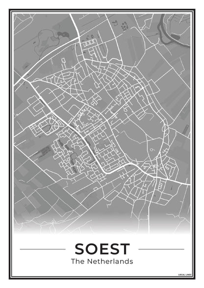 Plattegrond Soest Poster voor Woonkamer Dark