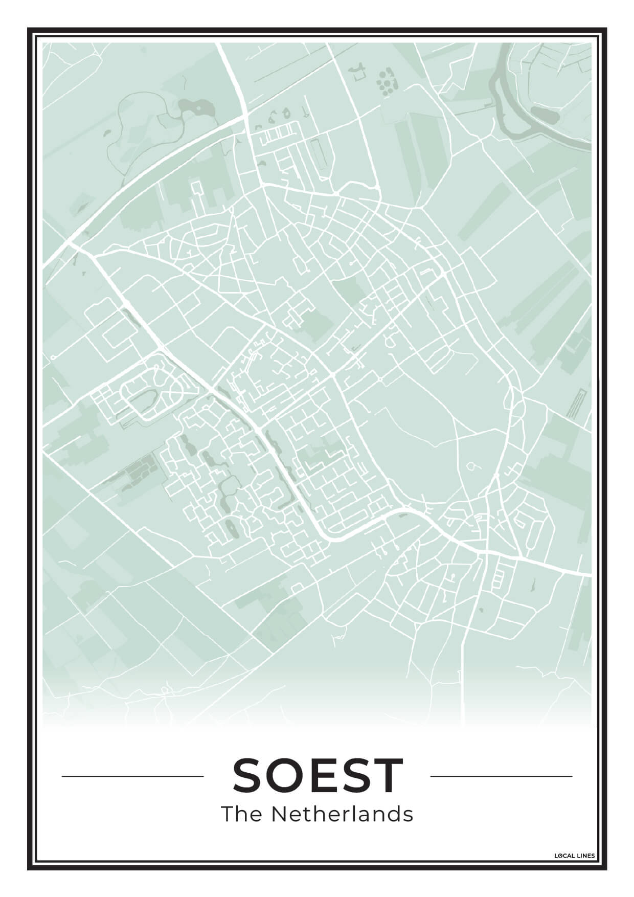 Plattegrond Soest Poster voor Woonkamer Sage